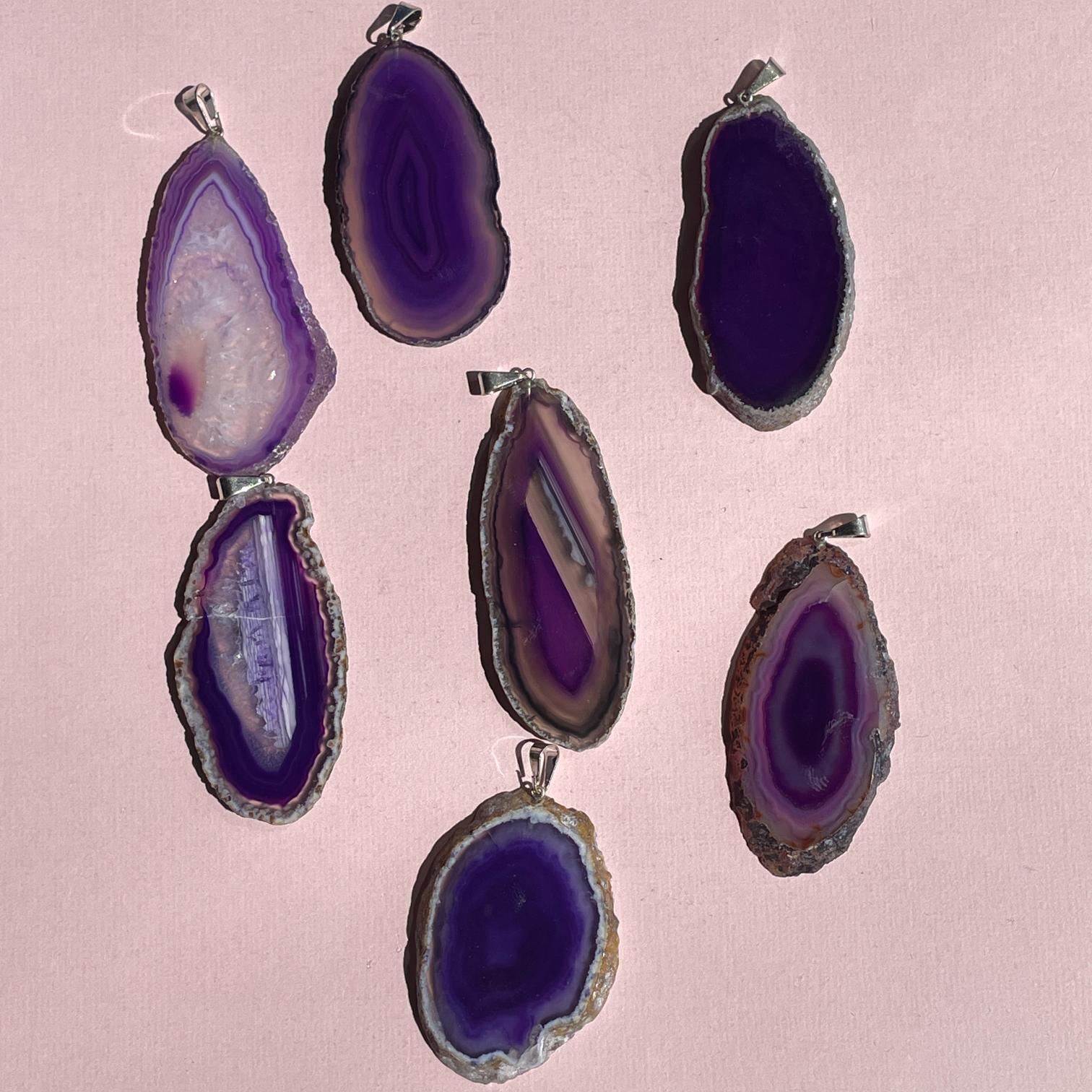 Purple Agate Slice Pendant Purple Agate Slice Pendant
